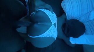Ebony couple gets down and dirty in a steamy homemade scene