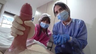 A patient was examined by two hot nurses in the hospital