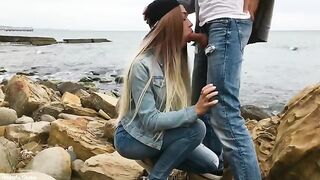 A man received a blowjob from a stunning blonde in nature, brought to life by Veronika Charm’s sensual prowess