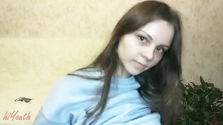 A cute Russian schoolgirl tried solo sex for the first time and reached climax