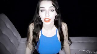 You hate her, but her big tits are irresistible in this POV facial scene
