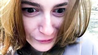 A pathetic whore was filmed in a compromising situation in the forest