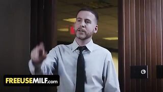 Submissive big-titted milfs get fucked by their boss on the desk