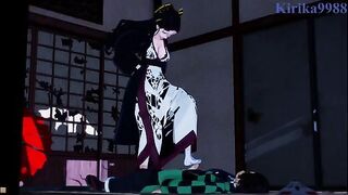 Tanjiro Kamado fucks demon Daki in a Japanese-style room hentai
