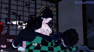 Tanjiro Kamado fucks demon Daki in a Japanese-style room hentai
