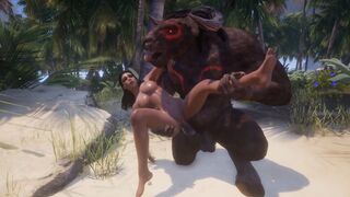 Big-titted girl gets fucked by two monster cocks