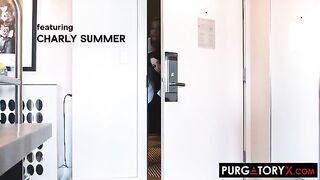 Room service gone wrong in a steamy PurgatoryX encounter with April Olsen and Charly Summer